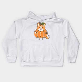 Cute corgi dog - pumpkin Kids Hoodie